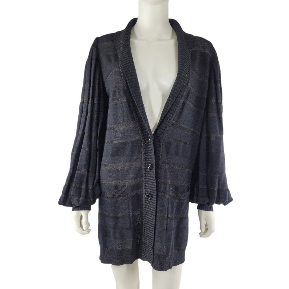 Chanel Black Knit Silk Blend Cardigan